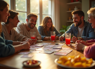 Comparaison : jeu de cartes Président vs autres jeux de société Amis jouant au jeu de société President dans un salon ensoleille