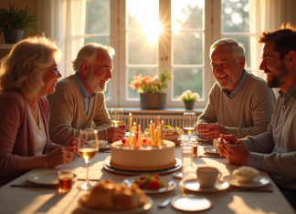 Famille célébrant 21 ans de mariage à la maison