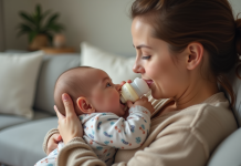 Nourrir un bébé de 4 mois : fréquence idéale et préconisations Bébé de 4 mois avec sa maman lors de l'allaitement