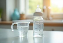 Biberon de 300 ml sur plan de travail lumineux
