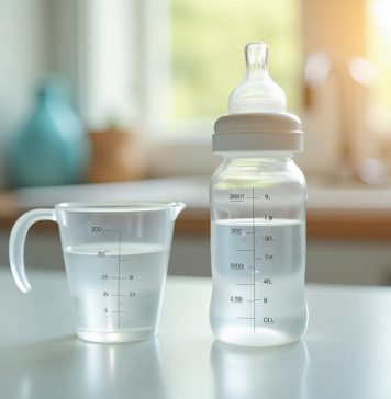 Biberon de 300 ml sur plan de travail lumineux