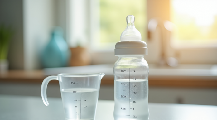 Biberon de 300 ml sur plan de travail lumineux