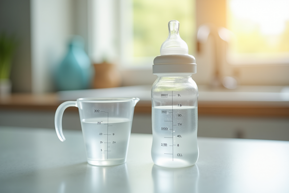 Biberon de 300 ml sur plan de travail lumineux