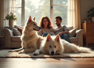 Les bienfaits de posséder un borzoi : plus qu’un animal de compagnie, un membre de la famille Borzoi allongé dans un salon chaleureux avec famille