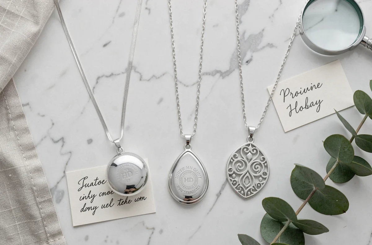 Comparaison de plusieurs modèles de bola de grossesse en argent disposés sur marbre blanc, guide de choix
