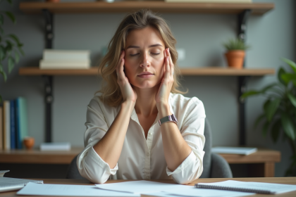 Femme d'âge moyen en détente au bureau