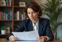 Épargne retraite : à quel âge commencer pour garantir la fidélité ? Femme d'âge moyen en costume bleu dans un bureau cosy