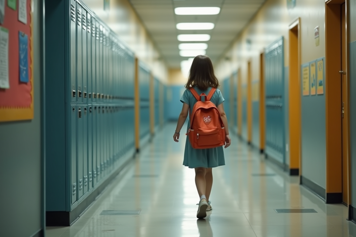 Fille préadolescente dans un couloir d