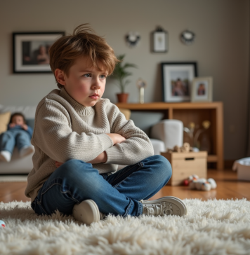 Enfant pourri gâté : Reconnaître les signes et trouver des solutions ! Garçon de 7 ans frustré avec jouets dans un salon moderne