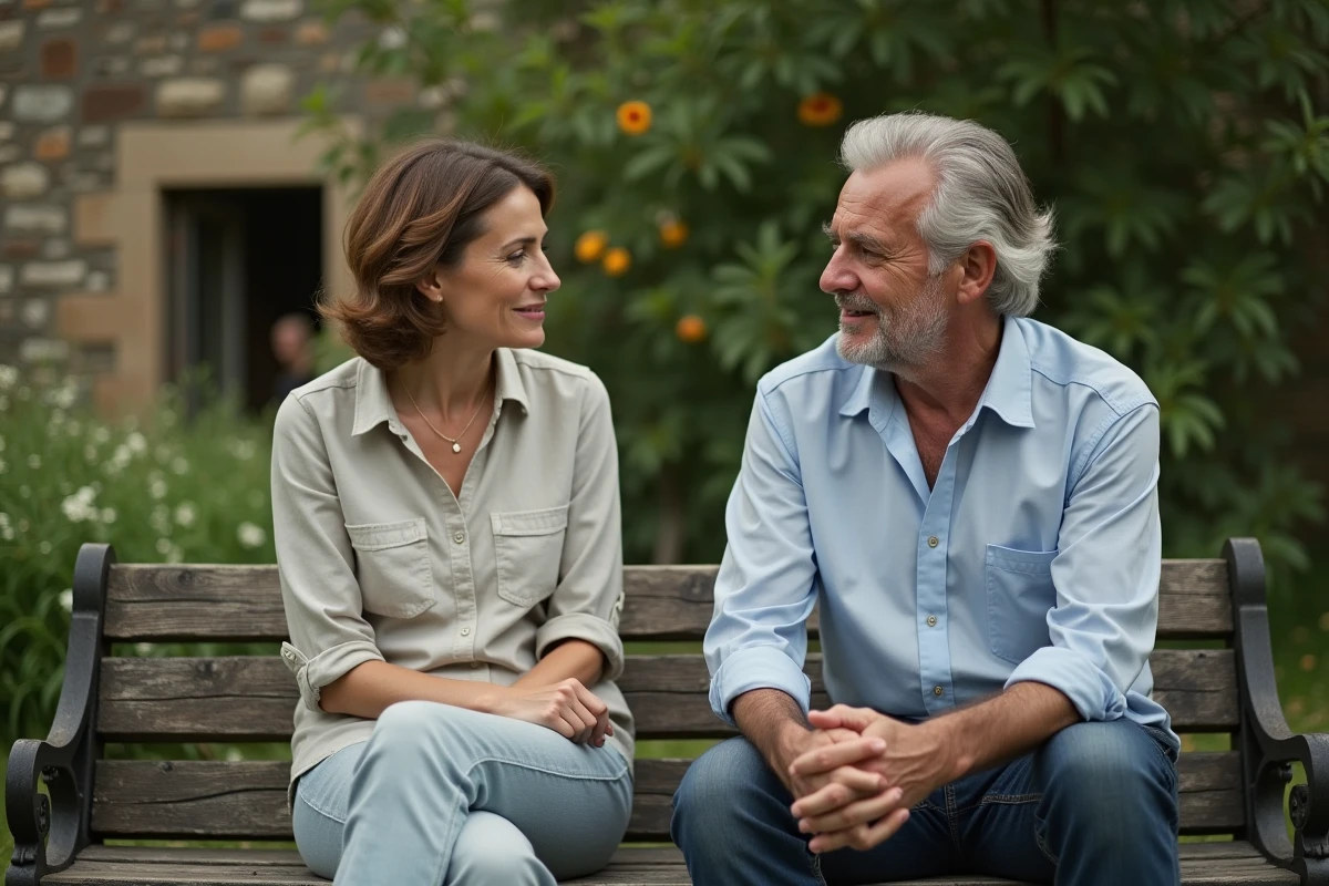 Philippe Gougler en conversation dans un jardin paisible