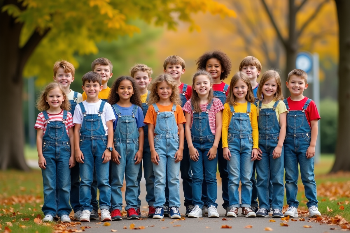 Groupe d enfants souriants dans un parc en automne