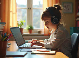 L’impact de l’aide aux devoirs en ligne sur la motivation des élèves Jeune étudiant concentré sur son ordinateur à la maison