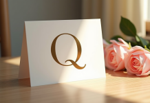 Carte de naissance moderne avec typographie élégante pour noms de bébé Q