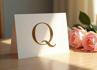 Carte de naissance moderne avec typographie élégante pour noms de bébé Q