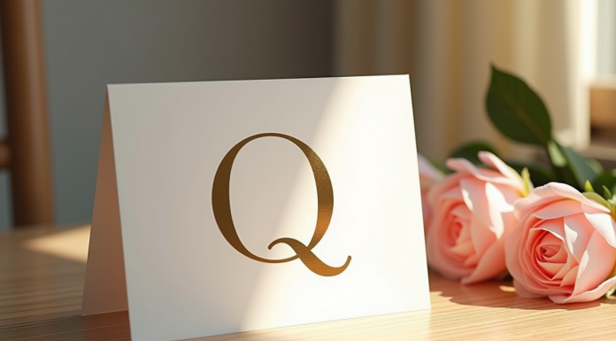 Carte de naissance moderne avec typographie élégante pour noms de bébé Q
