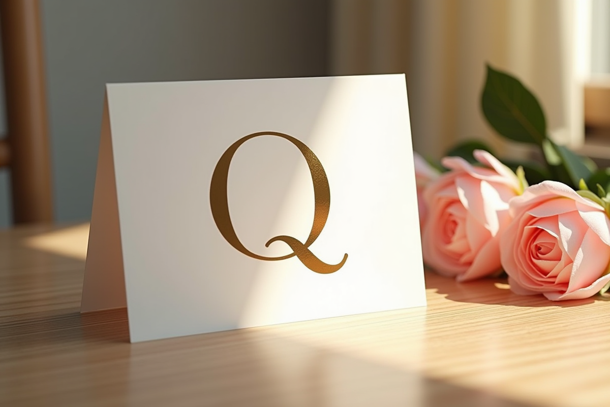 Carte de naissance moderne avec typographie élégante pour noms de bébé Q