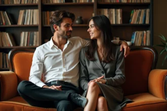 Paul et Natacha Gainsbourg jeunes assis dans un salon parisien