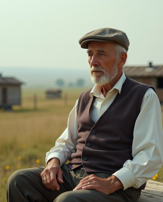 Homme romani âgé en portrait dans la campagne